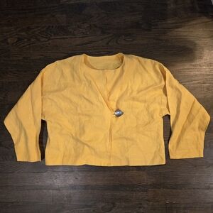 Fun Womens Yellow Long Sleeve Crop Top